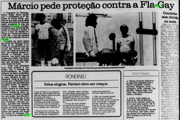 Notícia dos jornais da época sobre a torcida organizada (Foto: Reprodução)