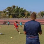 Rosana Augusto em treinamento com o time feminino do Flamengo (Foto: Agnes Rigas)