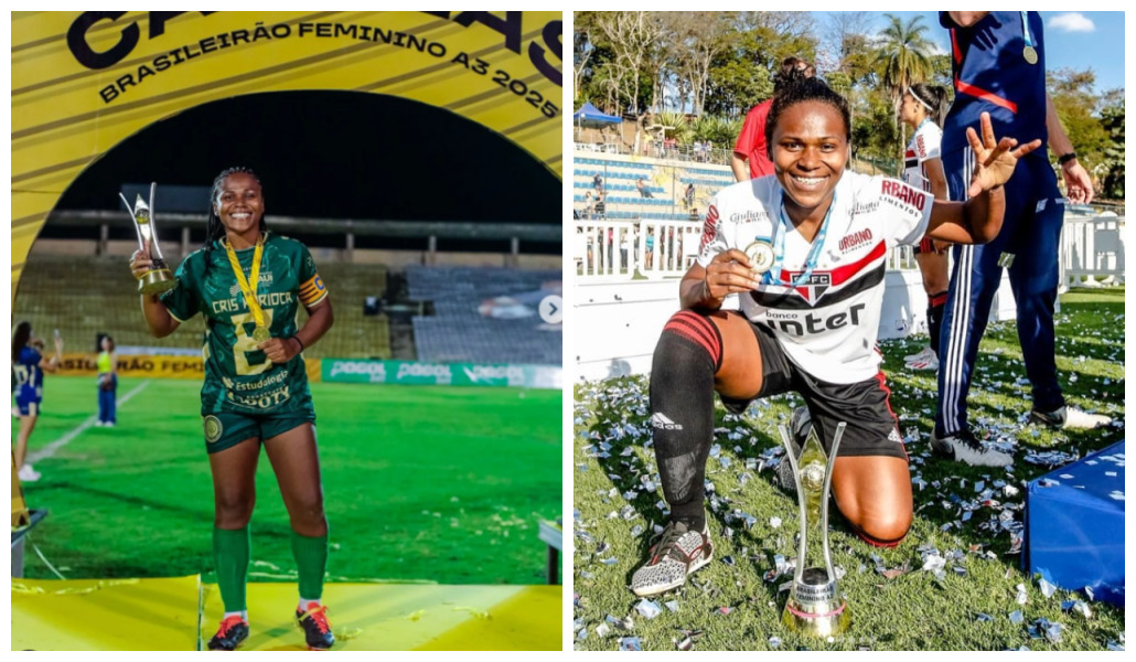 Cris Karioca faz história ao se tornar a primeira jogadora a conquistar os títulos das Séries A1, A2 e A3 do Brasileirão Feminino.