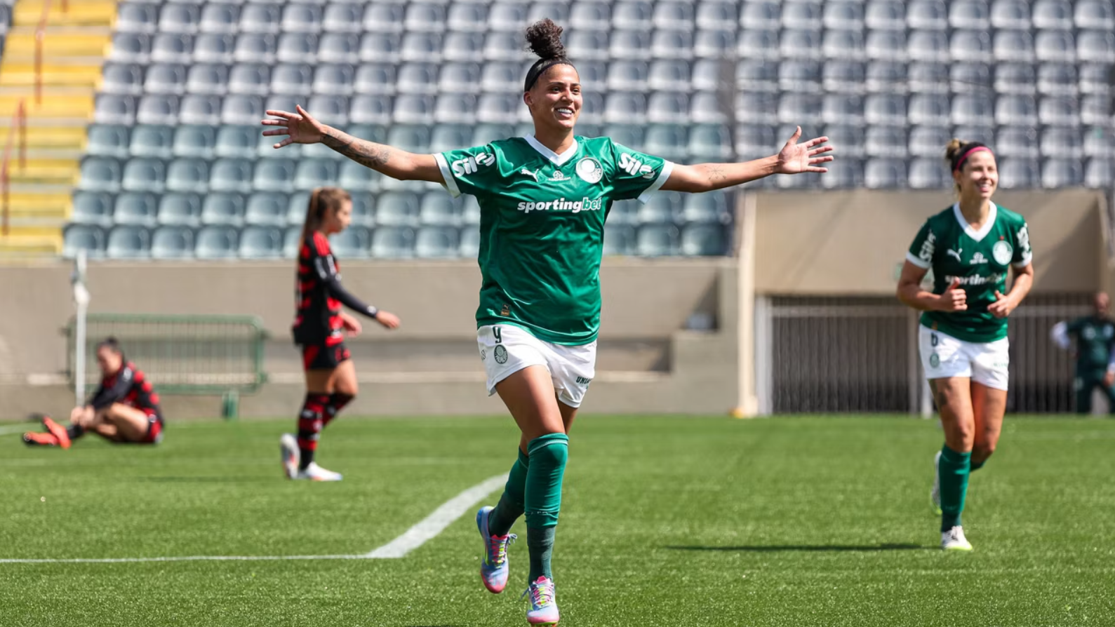 Partida entre Palmeiras e Flamengo, válida pela volta das quartas de final do Campeonato Brasileiro Feminino, na Arena Barueri, em Barueri-SP. (Foto: Fabio Menotti/Palmeiras/by Canon)