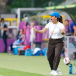 Camilla Orlando comemorando gol do Brasil contra os Estados Unidos